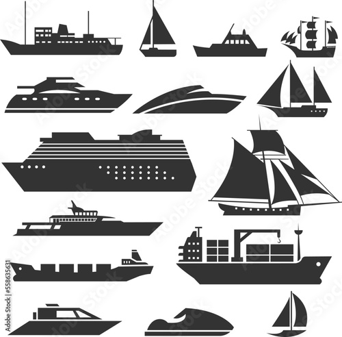 Fototapete Ships and boats icons
