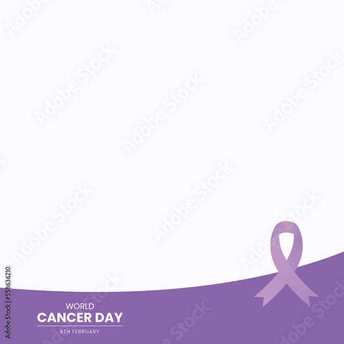 world cancer day poster template with purple ribbon and planet earth vector illustration