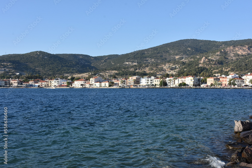 The coastline of Foça, an ancient sea town. Foça takes its ancient name from the endangered Mediterranean monk seals.