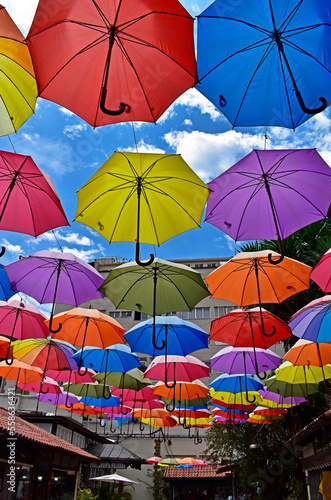 Colorful umbrellas in Petropolis  Rio de Janeiro  Brazil