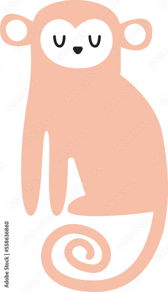 Naklejka premium Monkey hand drawn abstract african animal flat icon