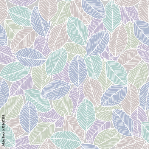 Vector seamless pattern with colorful leaves. For print,packaging,wallpaper,banner,web design,textile