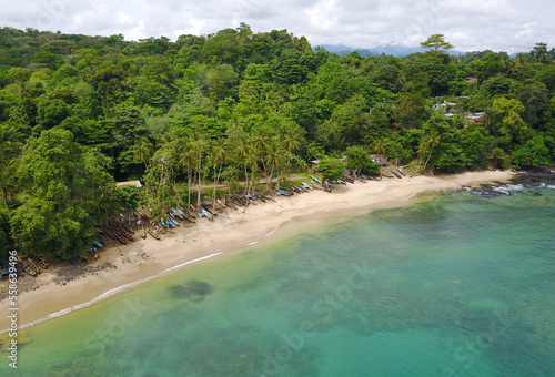 Foto Aerial view of coastline of Sao Tome, Sao Tome & Principe