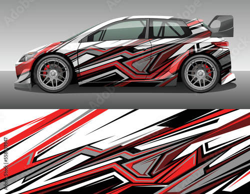 Car wrap vinyl racing decal ornament. Abstract geometric striped sport background design print template. Vector illustration.