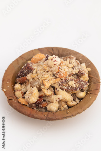Winter Delicacy Atta Panjiri Or Aate Ki Panjiri Is Made Of Wholewheat Flour Aata Roasted in Shuddha Desi Ghee Pure Clarified Butter With Sugar And Various Dry Fruits Like Badam, Akhrot, Adrakh, Gondh
