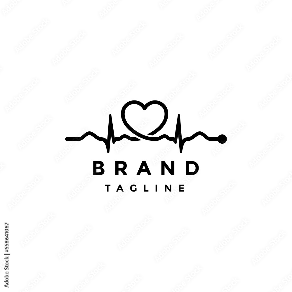 Creative Heart Beat Logo Design. Heartbeat Line That Forms A Heart Symbol In The Center Logo Design. Creative Heart Beat Logo Design. Heartbeat Line That Forms A Heart Symbol In The Center Logo Design.