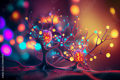 Neurons, brain cells, neural network concept, illustration © Dr_Microbe
