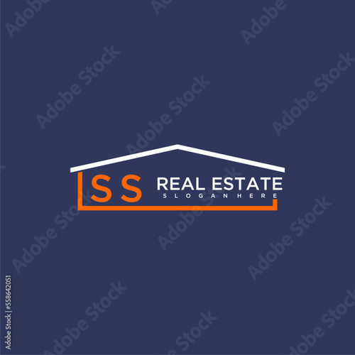 SS letter roof shape logo for real estate with house icon design