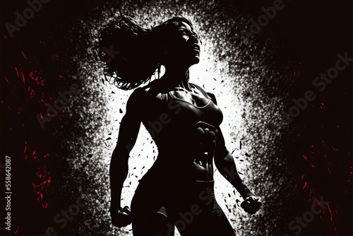ai generated,Silhouette of Strong confident woman, Winning and life goals