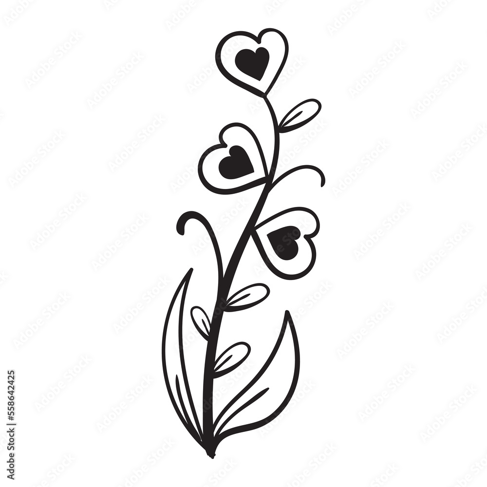 Vector Illustration Hand Draw Heart Flowers Vector Illustration Hand Draw Heart Flowers