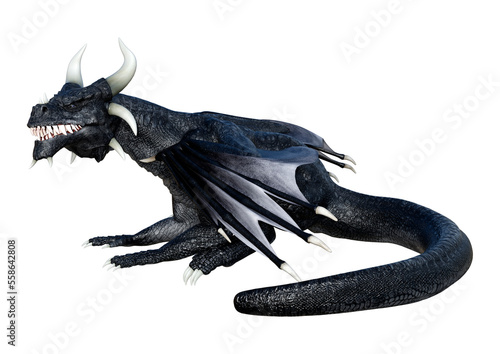 3D Rendering Fairy Tale Dragon on White