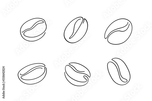 Simple illustration of Coffee beans. Coffee grain icon set.