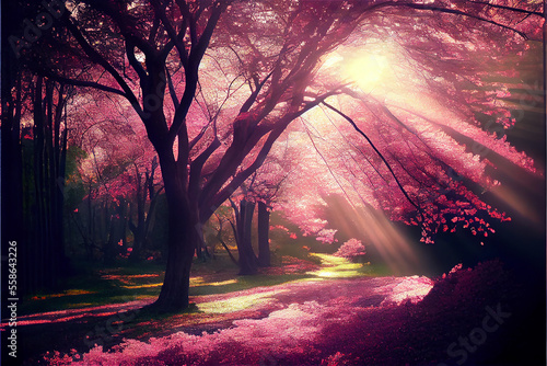 Alley with trees in bloom i...