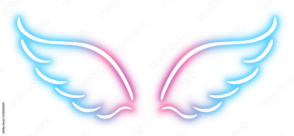 Obraz premium Collection of Wing neon