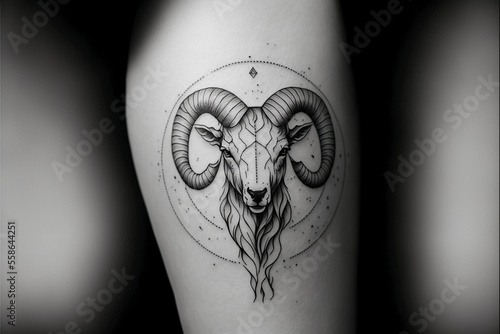 Capricorn zodiac sign tattoo. Tattoo idea for men or women. Generative AI.