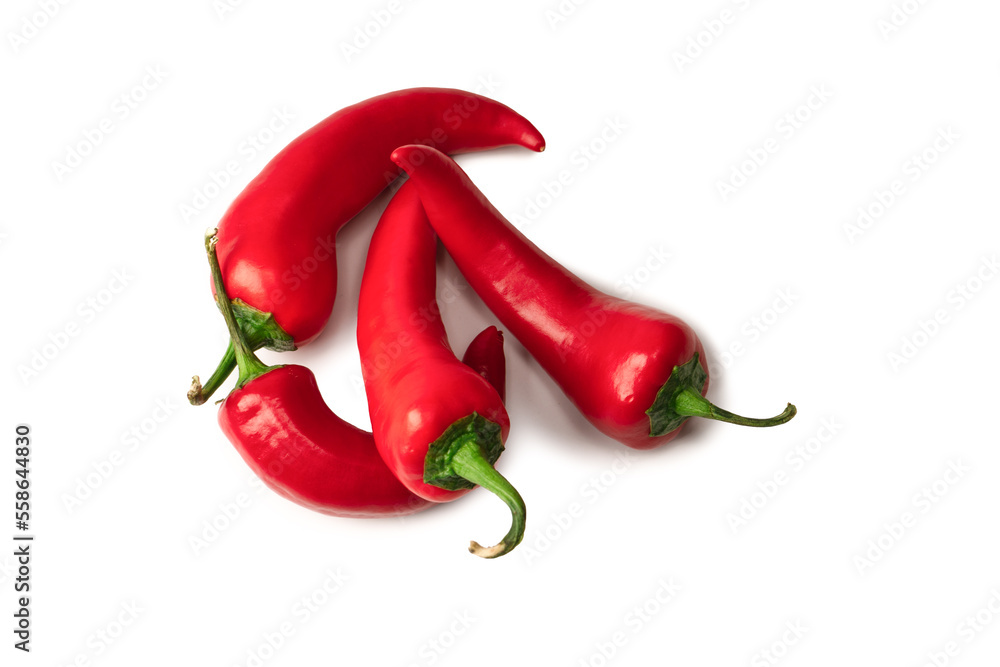 Red hot chili pepper isolated on a white background.