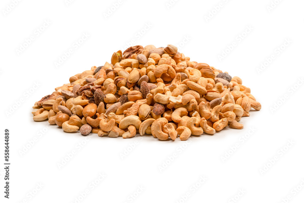 A group of almonds, pistachios, walnuts, macadamia, cashews. A group of almonds, pistachios, walnuts, macadamia, cashews.