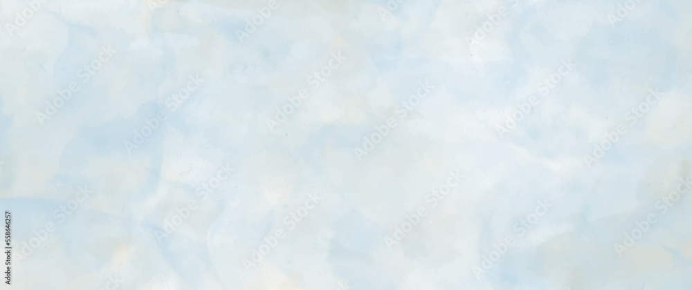 Blue vector watercolor art background with white clouds and blue sky. Hand drawn vector texture. Heaven. Watercolour banner. Abstract template for flyers, cards, poster, cover or design interior.	
