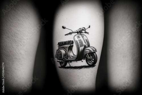 Motorbyke tattoo. Tattoo idea for men or women. Generative AI.
 photo