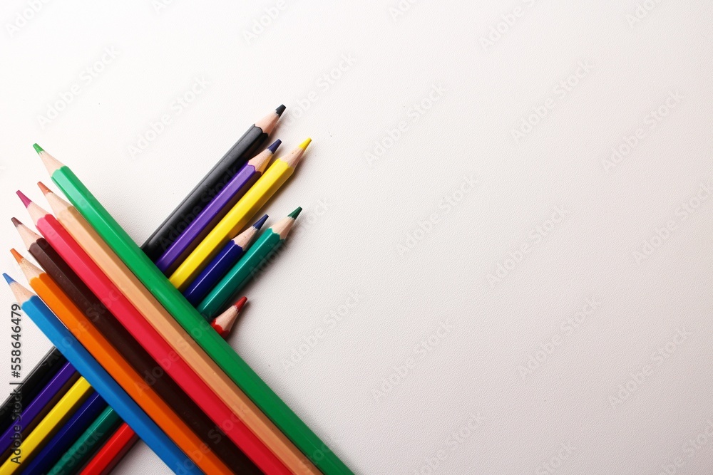 Wooden pencil colors set on white background Wooden pencil colors set on white background