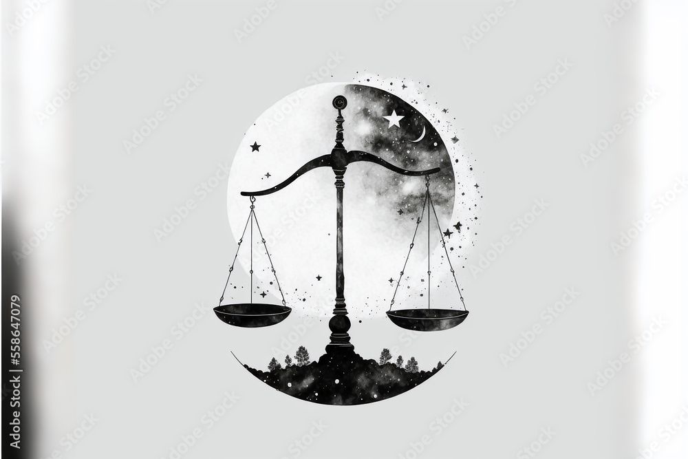 Libra zodiac sign tattoo. Tattoo idea for men or women. Generative AI. Libra zodiac sign tattoo. Tattoo idea for men or women. Generative AI.