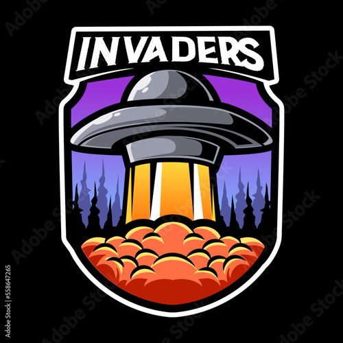 Ufo Invasion Mascot Logo vector Template