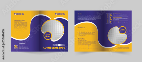 Creative and Modern School admission bifold brochure template, Bifold Brochure School education flyer layout.