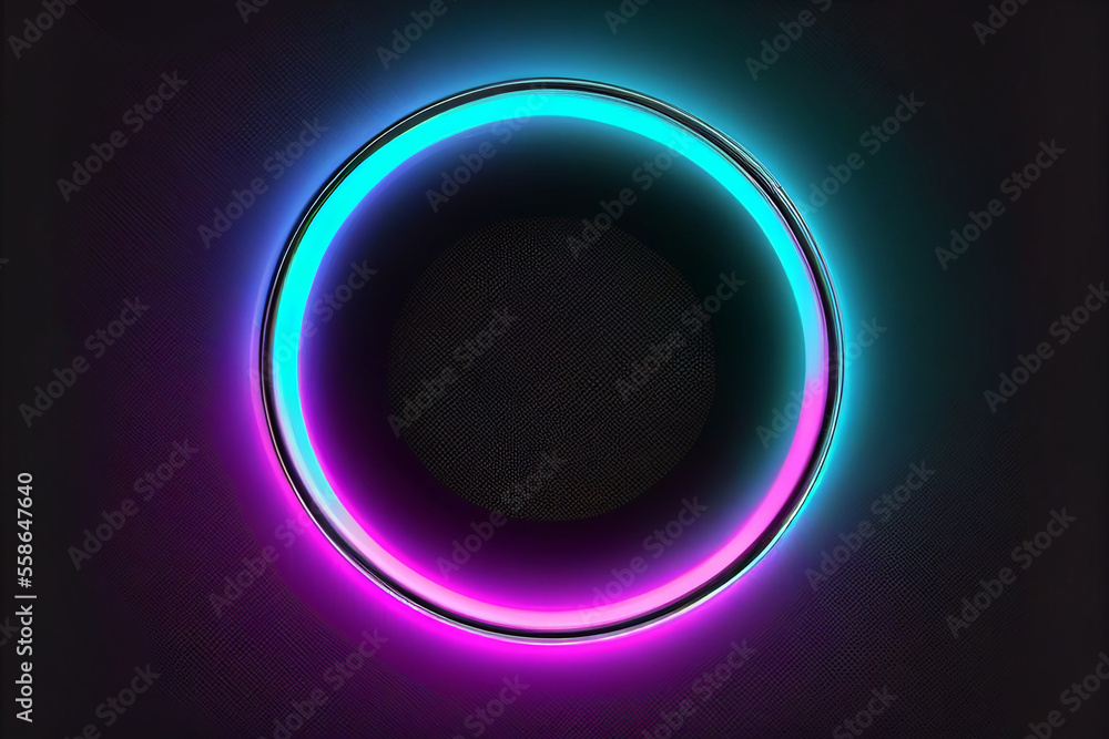 Circle frame with blue and purple neon colors, glowing, dark background Circle frame with blue and purple neon colors, glowing, dark background