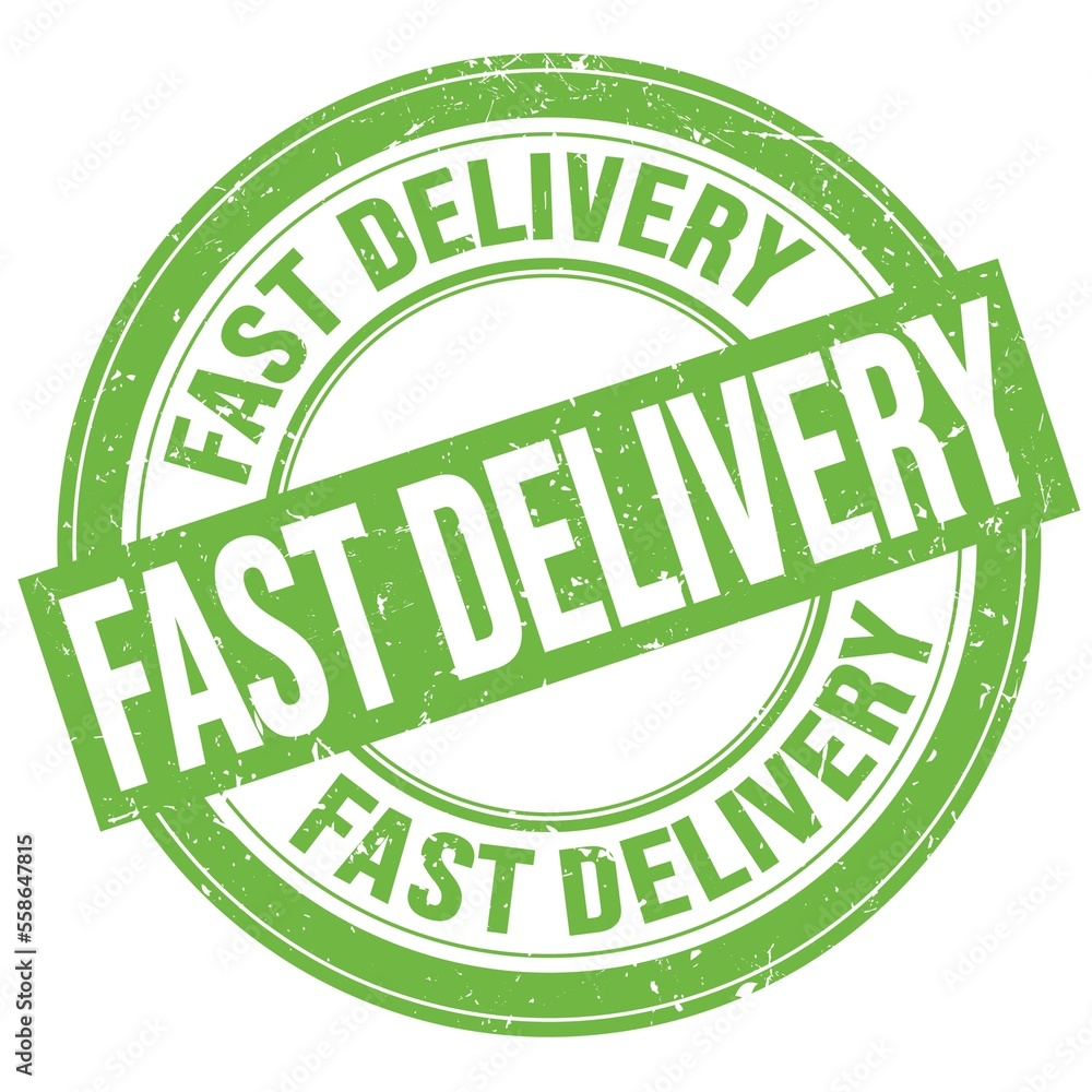 FAST DELIVERY text written on green round stamp sign FAST DELIVERY text written on green round stamp sign