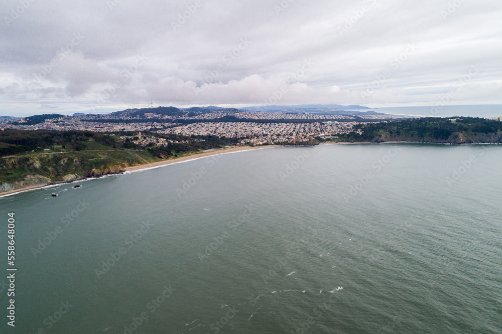 Baker Beach and Sea Cliff in San Francisco, California. USA