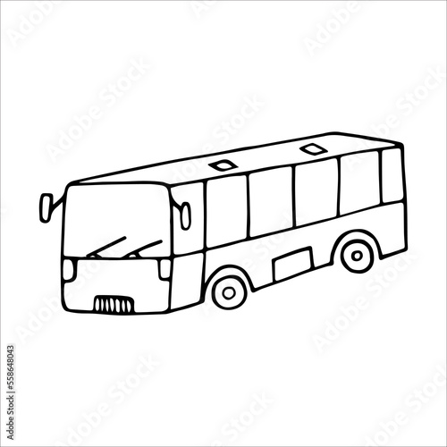 Bus doodle style vector illustration isolated on white background.