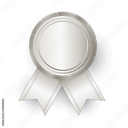 Vector silver seal with ribbons. Luxury seal. Blank silver seal. Vector illustration