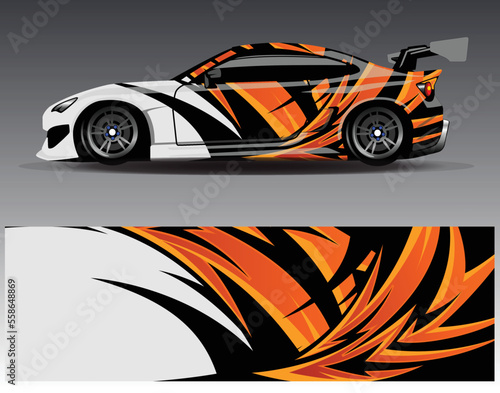 Car wrap design vector. Graphic abstract stripe racing background kit designs for wrap vehicle  race car  rally  adventure and livery