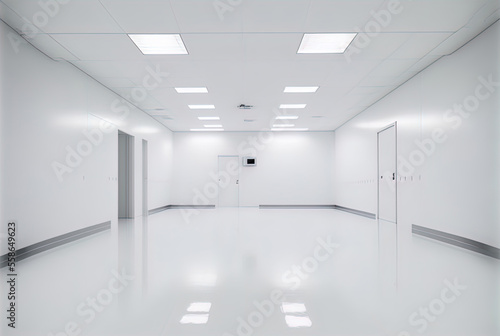 A white  sterile hi-tech clean room.