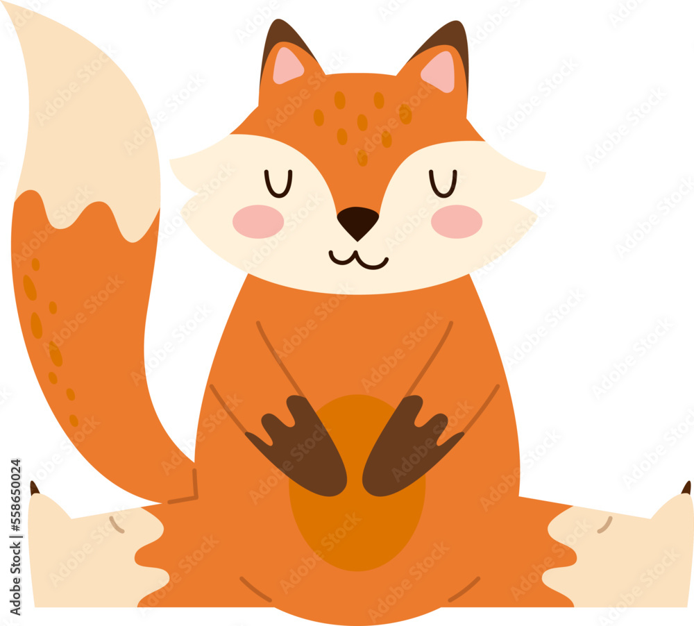 Obraz premium Pretty animal flat icon Cute cartoon fox