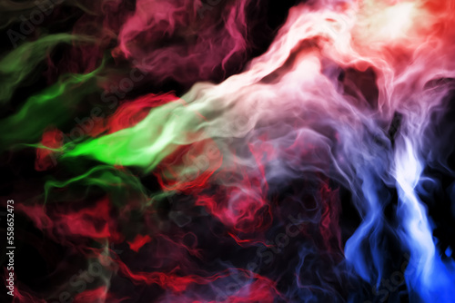 Colorful dynamic smoke. Abstract mysterious nebula 3d rendering