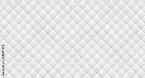Simple upholstery quilted background. White leather texture sofa backdrop. Vector illustration