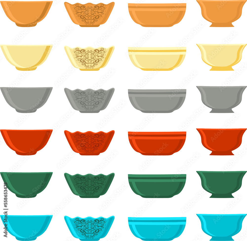 Set of empty glass soup bowls Set of empty glass soup bowls