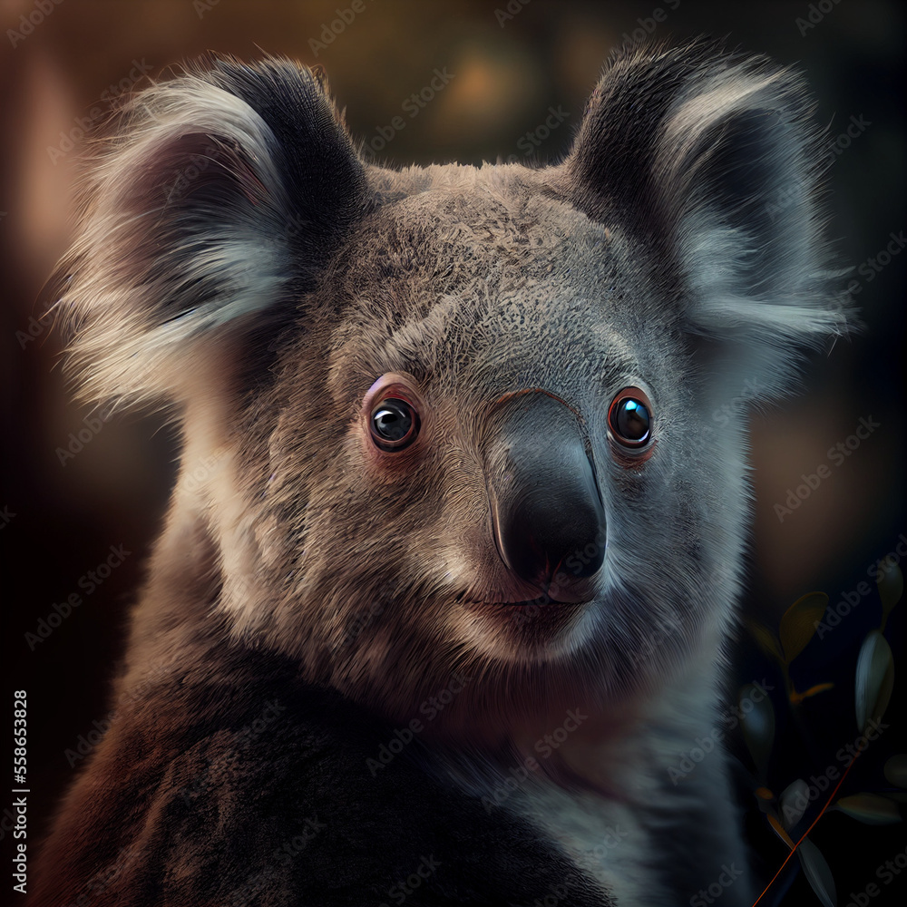 Obraz premium koala bear on a tree, generative ai