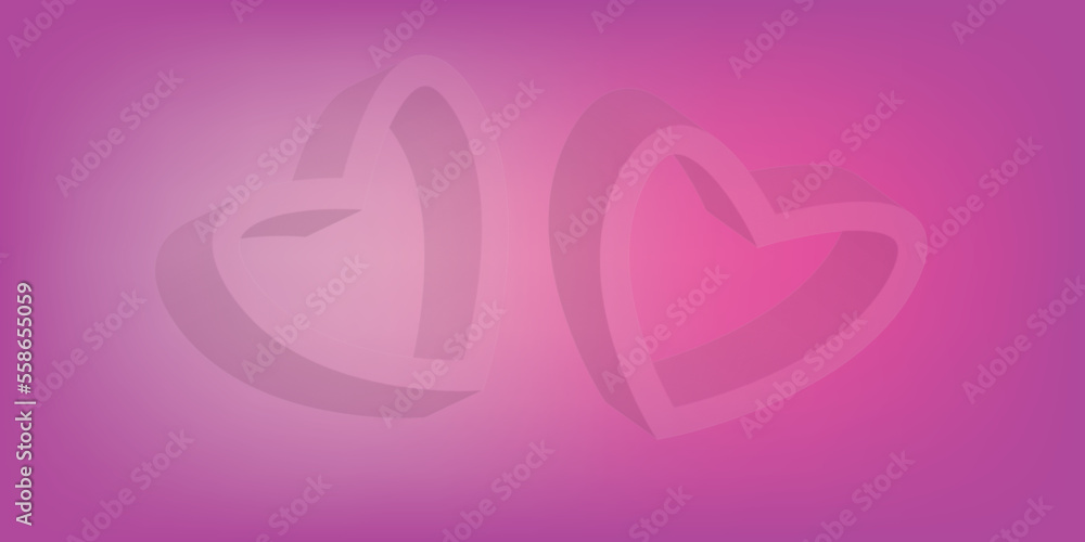 gradient purple background with a pair of love heart symbols. design with empty space for text