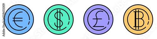 money coin currency dollar euro pounds sterling bitcoin