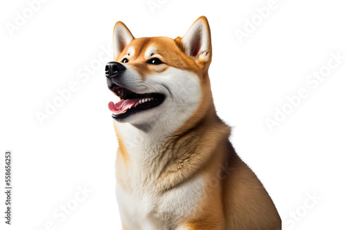 Happy Shiba Innu dog smiling on isolated on transparent background. Portrait of a cute Great Dane dog. Digital art 