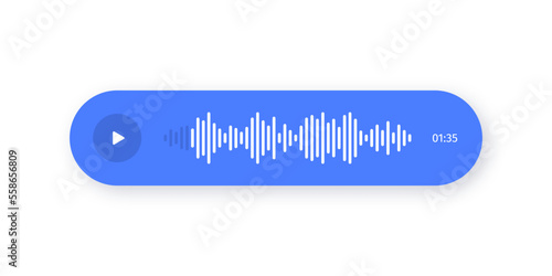Voice messaging with sound wave and chat notification. Online voice chat, audio message with waveform. Vector
