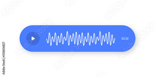 Voice messaging with sound wave and chat notification. Online voice chat, audio message with waveform. Vector