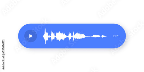 Voice messaging with sound wave and chat notification. Online voice chat, audio message with waveform. Vector