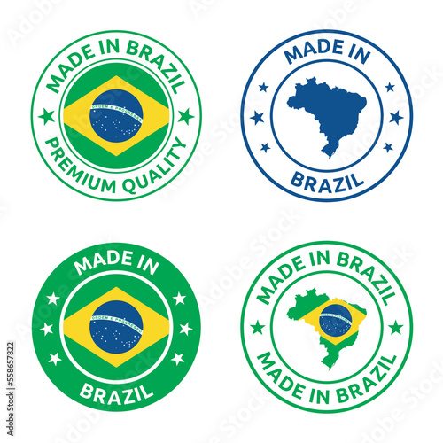 made in Brazil stamp set, Federative Republic of Brazil product labels