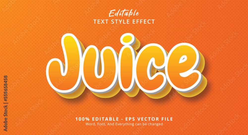 Orange Juice text, editable text effect