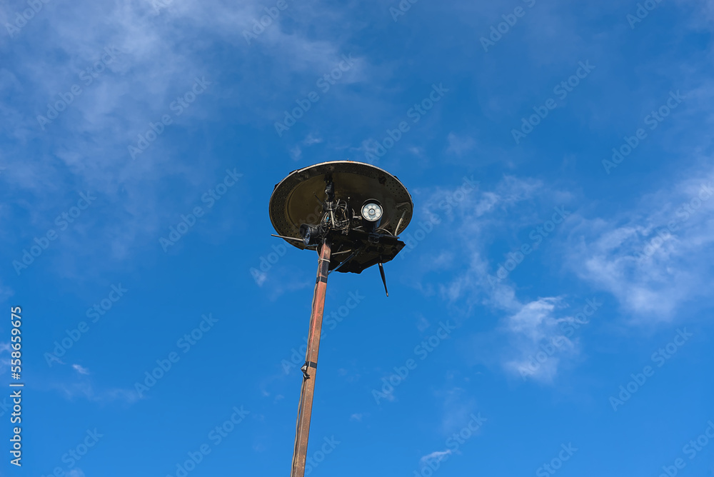 Surveillance cameras on the street for control and protection.