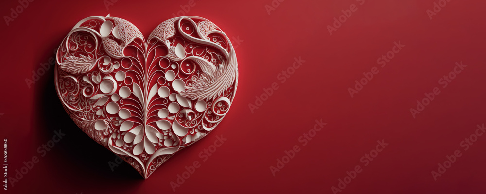 Fototapeta premium Valentine Heart Red and White (Generative Art)