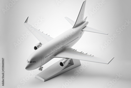 3d plane take off isolated on white background, ai generated